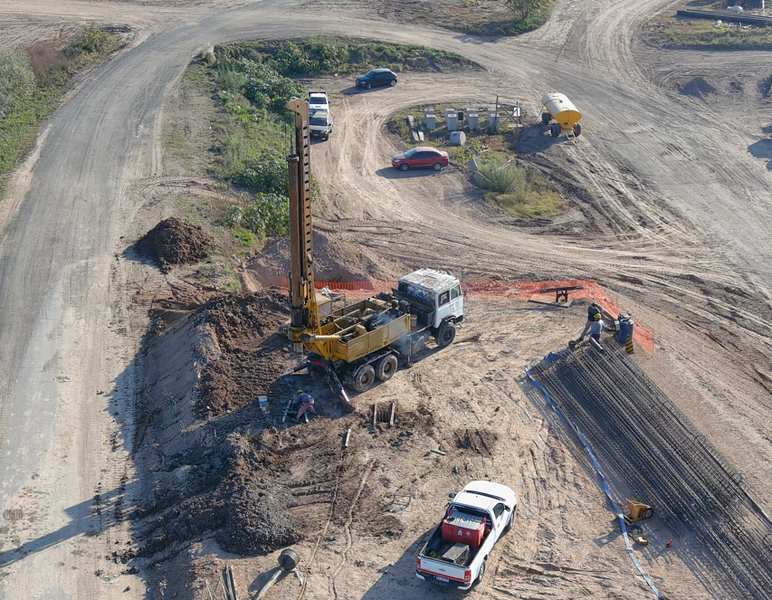 Vista aérea de obra de construcción
